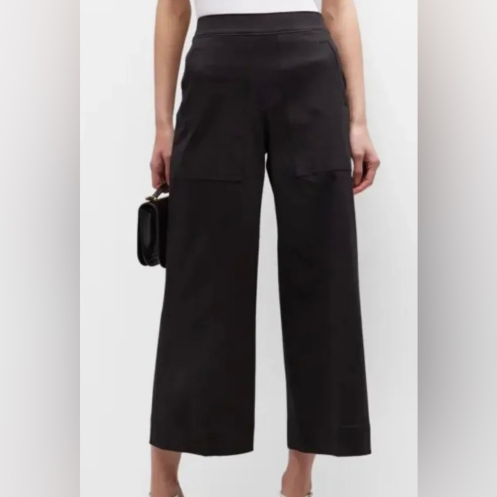 Spanx On The Go Wide-Leg Black Crop Pants NWT